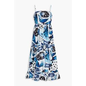 Farm Rio Printed Cotton Poplin Midi Dress XS